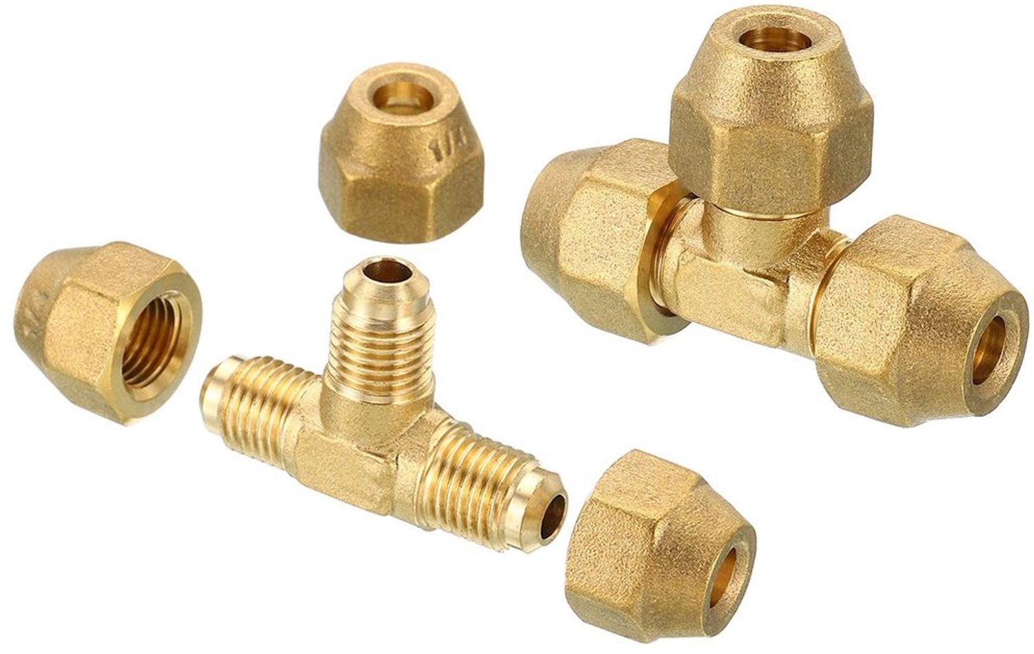 Messing Pijpmontage Flare Tee Adapter, 2 Stuks voor Airconditioning