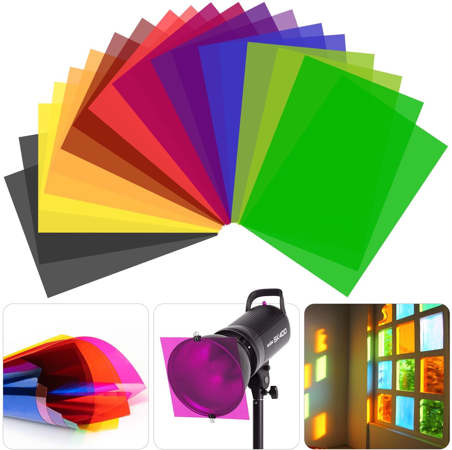 Set van 20 Kleurcorrectie Gel Lichtfilters, A4 Formaat
