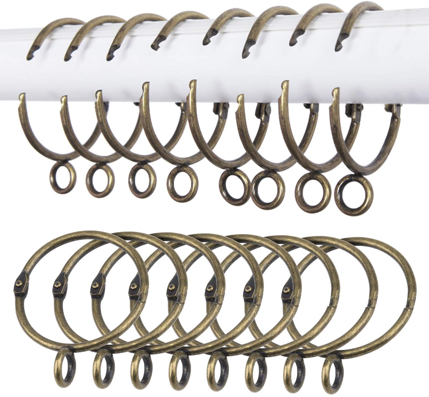 16 Stuks Metalen Gordijnringen met Vintage Afwerking