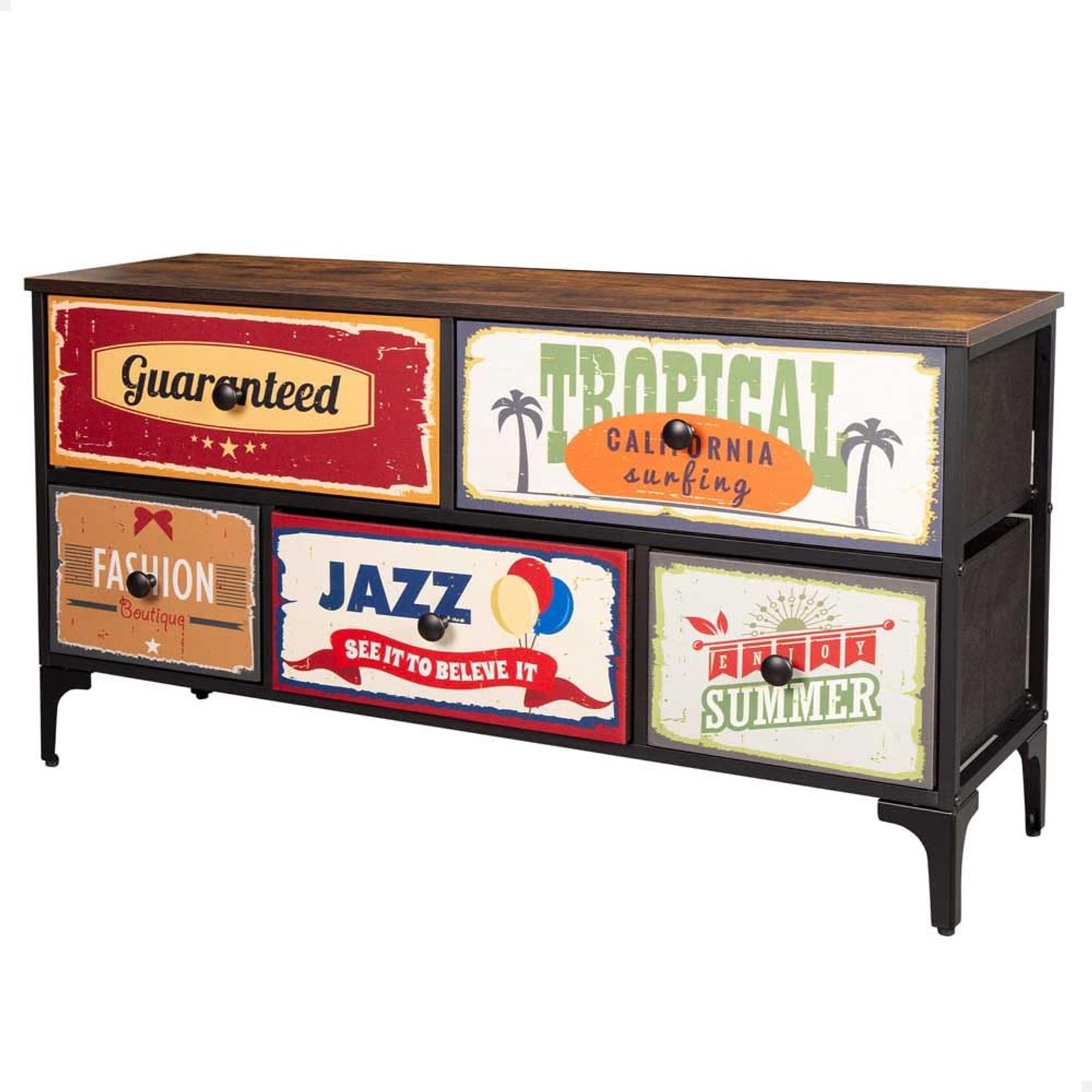 Multifunctionele Retro Ladekast met 5 Lades