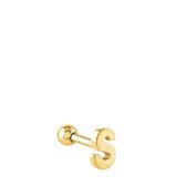 Stalen helixpiercing gold letter - S
