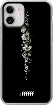 6F hoesje - geschikt voor iPhone 12 Mini -  Transparant TPU Case - White flowers in the dark #ffffff