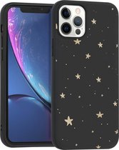 iMoshion Hoesje Geschikt voor iPhone 12 Pro / 12 Hoesje Siliconen - iMoshion Design hoesje - Zwart / Meerkleurig / Goud / Stars Gold