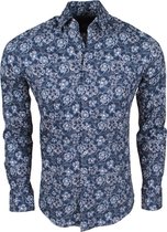 Ferlucci Heren Overhemd met Trendy Design -  Calabria - Stretch -  Navy