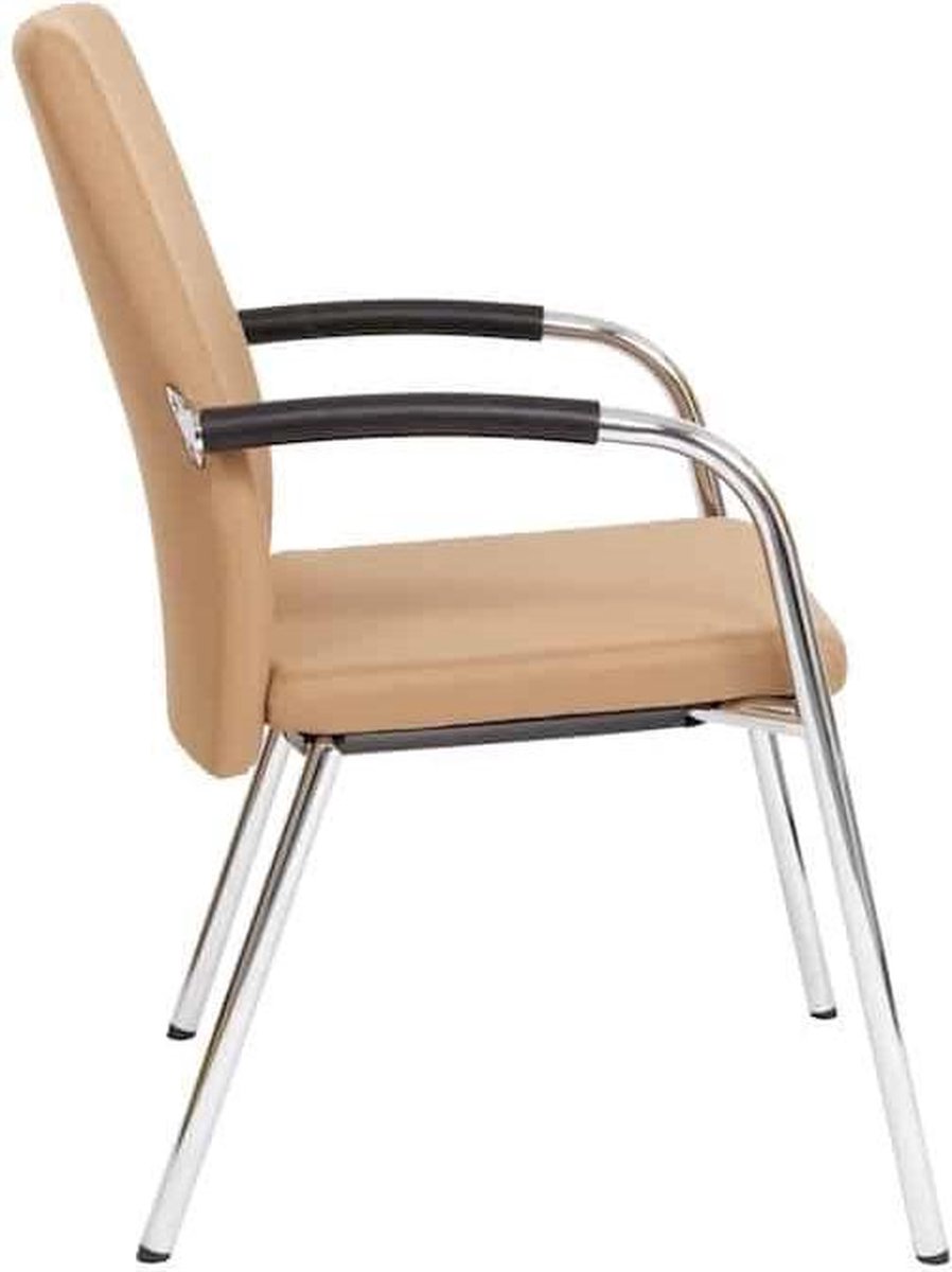 Vergaderstoel F240 4-poots met chrome onderstel in beige stof