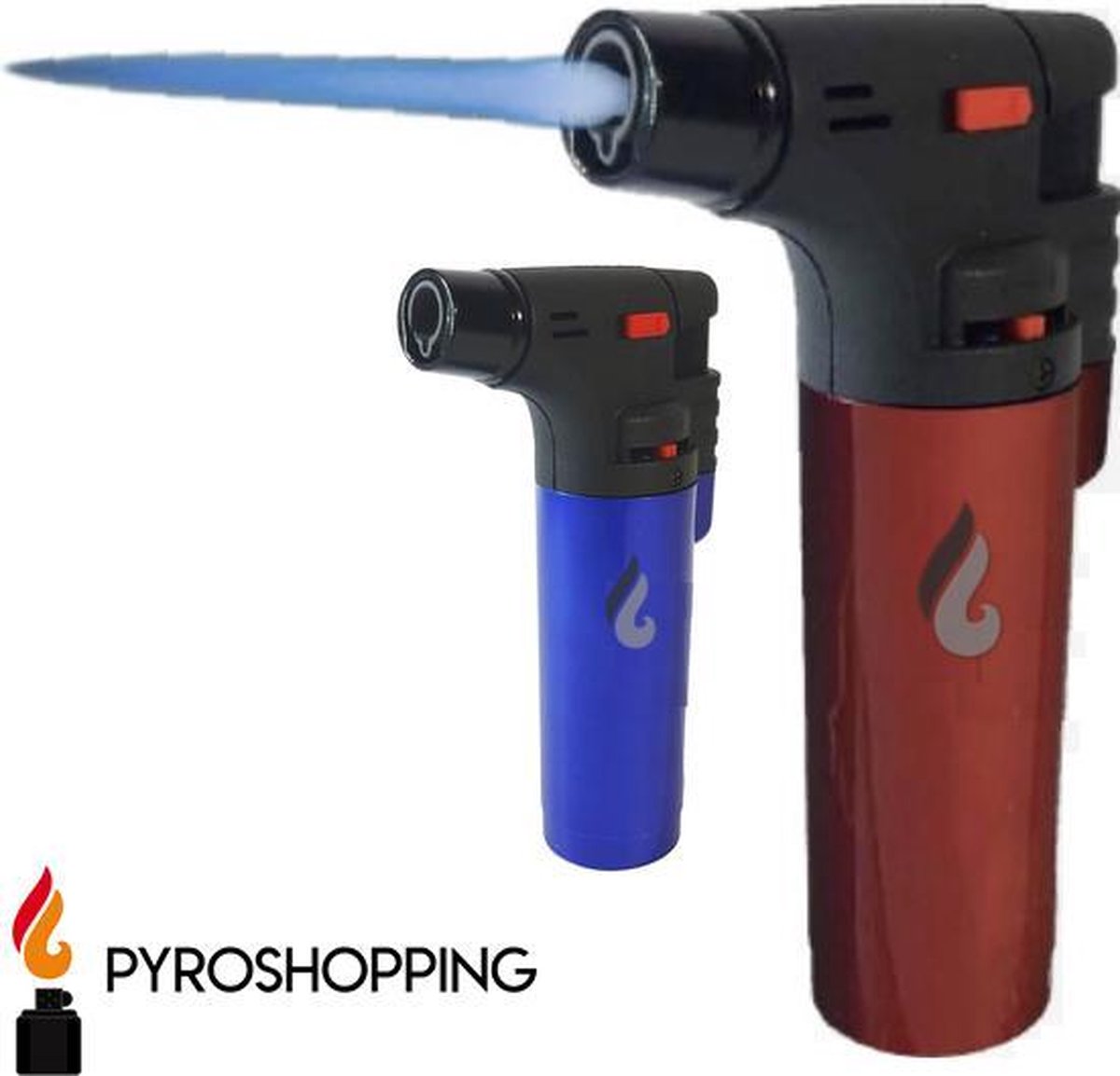 Goedkoopste Pyroshopping Turbo X2 aansteker en gasbrander metallic (BBQ, Creme Brulee, Vuurwerk, Vuurkorf