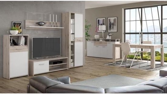 GULADA tv-meubel - dressoir - eettafel - hedendaags - decor in wit en eiken