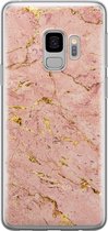 Samsung Galaxy S9 hoesje siliconen - Marmer roze goud - Soft Case Telefoonhoesje - Marmer - Roze