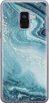 Samsung Galaxy A8 2018 hoesje siliconen - Marmer blauw - Soft Case Telefoonhoesje - Marmer - Blauw