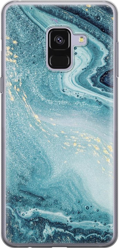 Samenwerken met Ondraaglijk pad Samsung Galaxy A8 2018 hoesje siliconen - Marmer blauw - Soft Case  Telefoonhoesje -... | bol.com