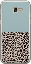 Samsung Galaxy A5 2017 hoesje siliconen - Luipaard mint - Soft Case Telefoonhoesje - Luipaardprint - Blauw