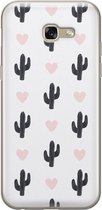 Samsung Galaxy A5 2017 hoesje siliconen - Cactus hartjes - Soft Case Telefoonhoesje - Planten - Zwart