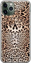 iPhone 11 Pro hoesje siliconen - Animal print - Soft Case Telefoonhoesje - Luipaardprint - Transparant, Bruin
