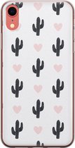 iPhone XR hoesje siliconen - Cactus hartjes - Soft Case Telefoonhoesje - Planten - Transparant, Zwart