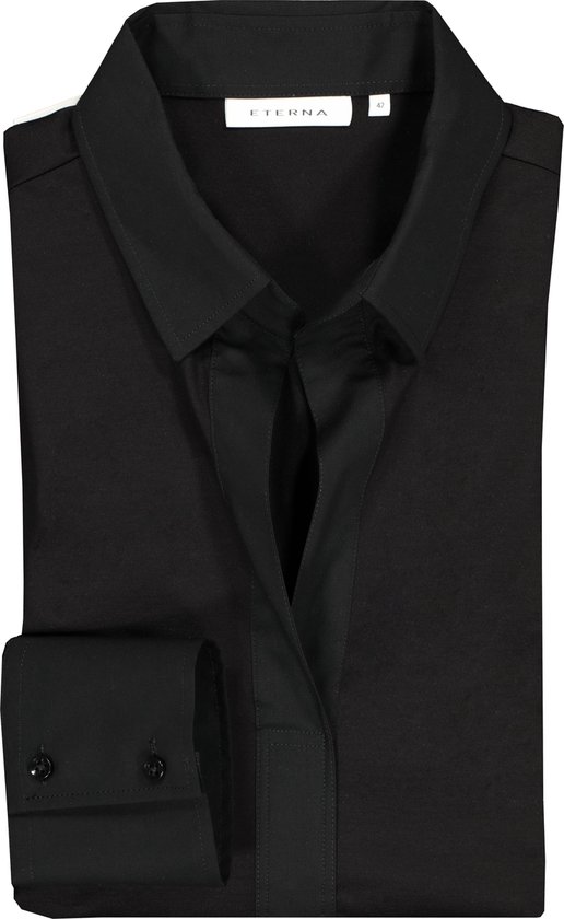 ETERNA dames blouse modern classic - jersey stretch - zwart - Maat: 36 |  bol.com