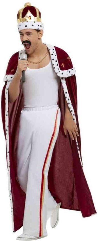 Smiffy's - Queen Kostuum - Zingende King Queen - Man - Rood, Wit / Beige - Large - Carnavalskleding - Verkleedkleding
