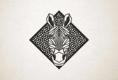 Line Art - Zebra met achtergrond - M - 60x60cm - Zwart - geometrische wanddecoratie