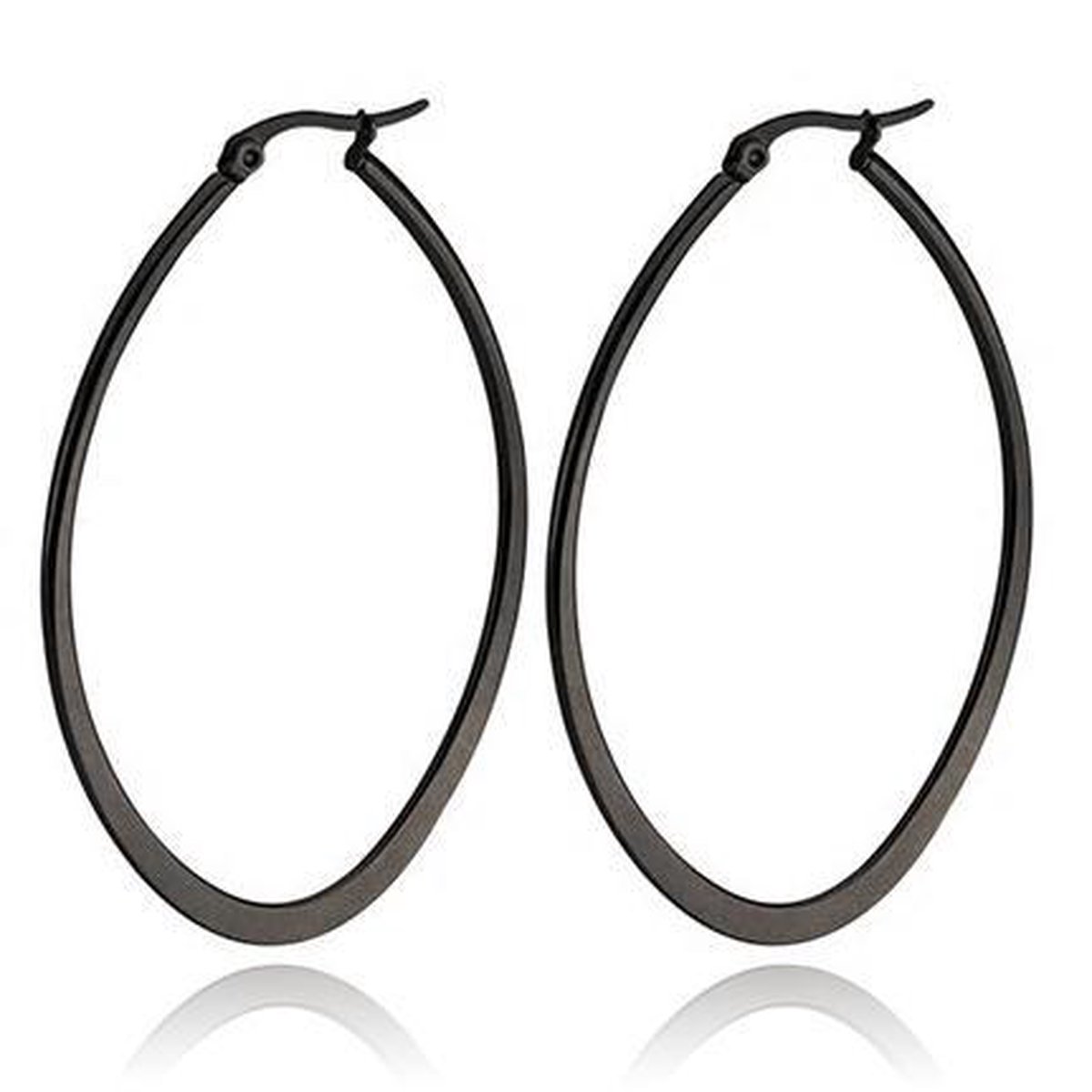 Ovale oorbellen Cilla Jewels Edelstaal Zwart-50mm
