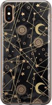 Leuke Telefoonhoesjes - Geschikt voor iPhone Xs - Sterren, zon, maan - Soft case - TPU - Zwart