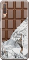 Samsung Galaxy A7 2018 hoesje siliconen - Chocoladereep - Soft Case Telefoonhoesje - Print / Illustratie - Bruin