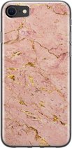 iPhone 8/7 hoesje siliconen - Marmer roze goud - Soft Case Telefoonhoesje - Marmer - Transparant, Roze