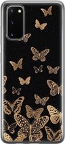 Leuke Telefoonhoesjes - Hoesje geschikt voor Samsung Galaxy S20 - Vlinders - Soft case - TPU - Print / Illustratie - Zwart
