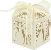 Geschenk doosjes / Cadeau doosjes - 100 stuks - Bruidspaar - Beige / Crème