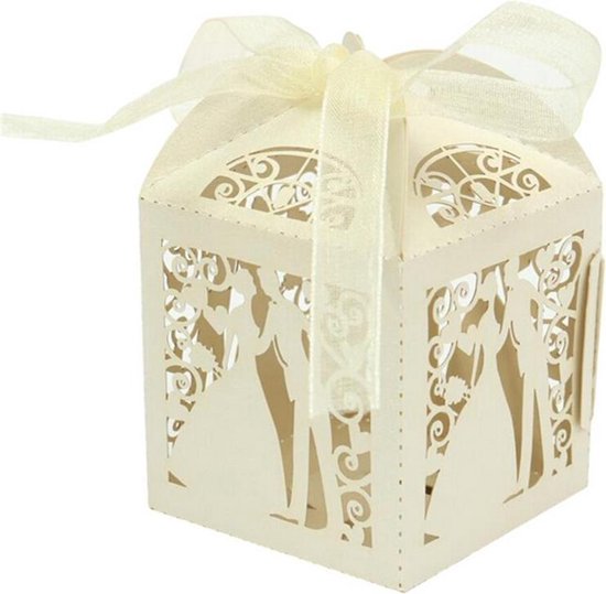 PaCaZa - Geschenk doosjes / Cadeau doosjes - 100 stuks - Bruidspaar - Beige / Crème