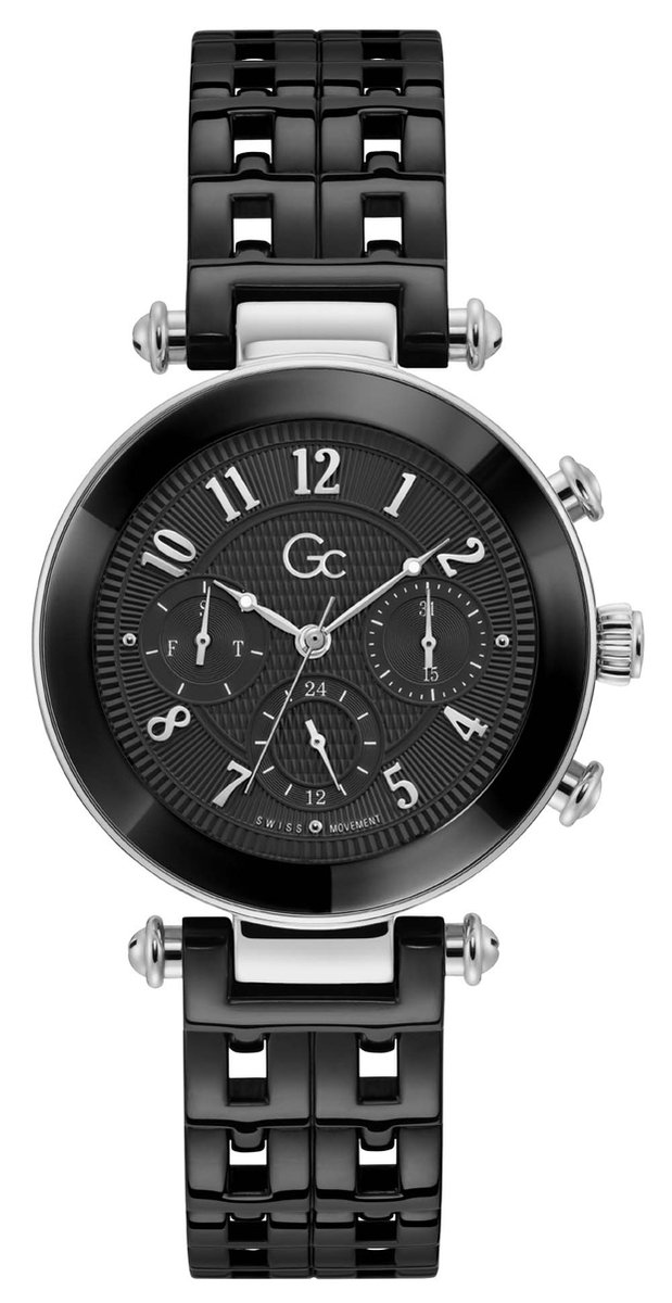 GC Y65003L2MF horloge dames Sport Chic staal i.c.m zwart keramiek met zwarte wijzerplaat en Zwitsers uurwerk