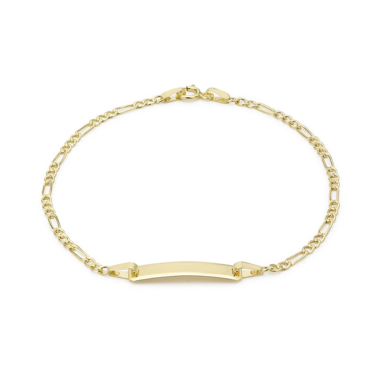 Lucardi Dames Plaatarmband figaro - 9 karaat - Armband - Cadeau - 19 cm - Geelgoud