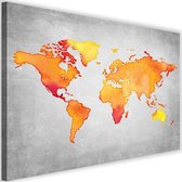 Schilderij , wereld in Oranje tinten , 2 maten , Oranje grijs , wanddecoratie , Premium print