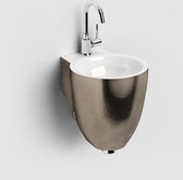 Clou New Flush 3 fontein 35x18cm inclusief plug met voorbewerkt kraangat links aluite wit mat