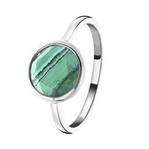 Lucardi Dames Ring Gemstone malachite - Ring - Cadeau - Echt Zilver - Zilverkleurig