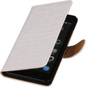 Wicked Narwal | Croco bookstyle / book case/ wallet case Hoes voor Huawei Honor 4C Wit