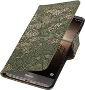 Wicked Narwal | Lace bookstyle / book case/ wallet case voor Huawei Mate 9 Donker Green