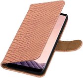 Wicked Narwal | Snake bookstyle / book case/ wallet case Hoesje voor Samsung Galaxy S8 Light Roze