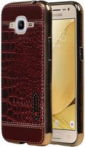 Wicked Narwal | M-Cases Croco Design backcover hoes voor Samsung Galaxy J2 2016 Rood