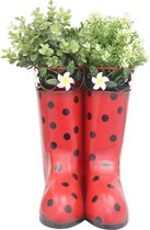 Plantenbak - kunststof plantenbak - regenlaarzen plantenbak - rood - 29 cm hoog - voor huis en tuin - excl. plant