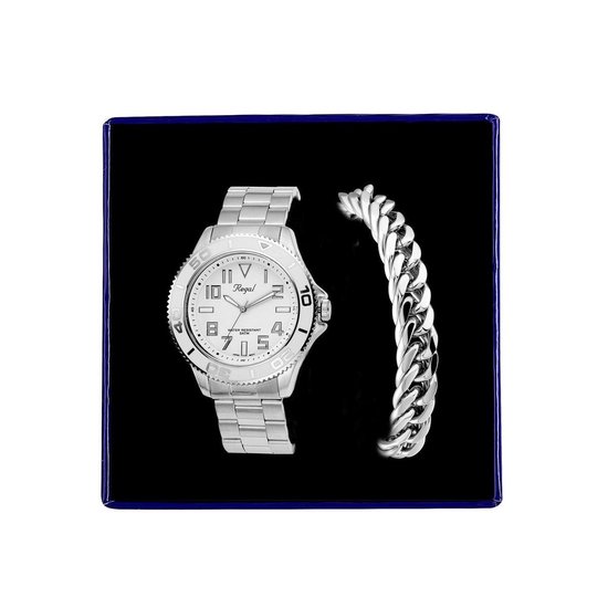 Stalen set armband & Regal horloge R14793-112 - Lucardi