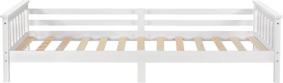 Lit bébé avec sommier et protection antichute 90x200 cm blanc