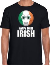 Ierland emoticon Happy to be Irish landen t-shirt zwart heren S