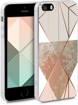 kwmobile telefoonhoesje voor Apple iPhone SE (1.Gen 2016) / 5 / 5S - Hoesje voor smartphone in beige / roségoud / wit - Geometrische Driehoeken design