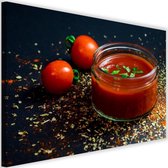 Schilderij Tomaten pasta, 2 maten, rood/zwart (wanddecoratie)
