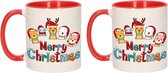 Set van 2x stuks kerstmis cadeau mokken Merry Christmas 300 ml