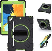 P.C.K. Hoesje/Backcover/Sockproof/Stootproof/Bouw Robuuste Armor Case zwart met groen geschikt voor Apple iPad 10.2 (2019) MET GLASFOLIE/TEMPERED GLASS