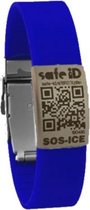 Safe-id Sos-armband Qr-code 22 Cm Rvs/siliconen Blauw/zilver