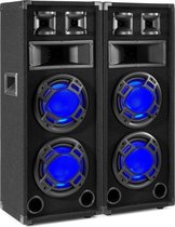 Speakerset - Set van 2 Fenton BS208 speakers met 8 woofers, ritmische disco LED's en 600W max. per speaker - Zwart