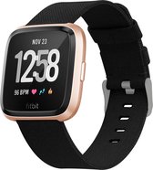 Bandje Voor Fitbit Versa Nylon Gesp Band - Zwart - Maat: SM - Horlogebandje, Armband