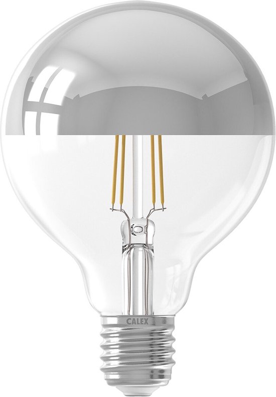 Calex Dimbare LED Lamp - Globe Kopspiegel - Filament - E27 - Zilver |  bol.com