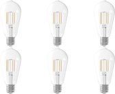 CALEX - LED Lamp 6 Pack - Filament ST64 - E27 Fitting - 6W - Warm Wit 2700K - Transparant Helder - BES LED